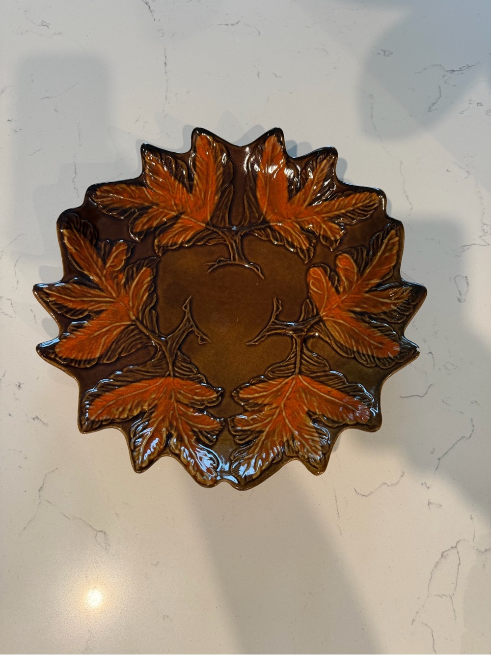 California Pottwry - Brown & Orange Leaf Ceramic Accent Bowl - Home